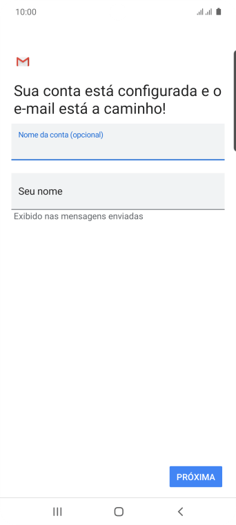 Pressione Seu nome, e digite o nome de remetente desejado. Pressione Seu nome, e digite o nome de remetente desejado.