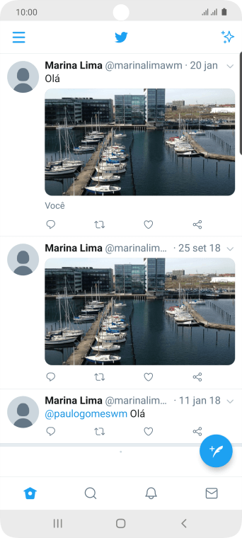 Pressione o ícone de novo tweet. Pressione o ícone de novo tweet.