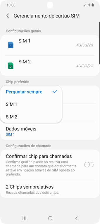 Pressione a configuração desejada. Pressione a configuração desejada.