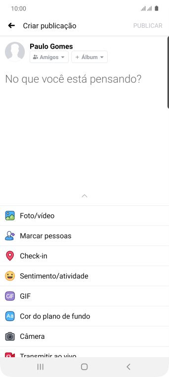 Pressione o campo de escrever, e digite a atualização desejada. Pressione o campo de escrever, e digite a atualização desejada.