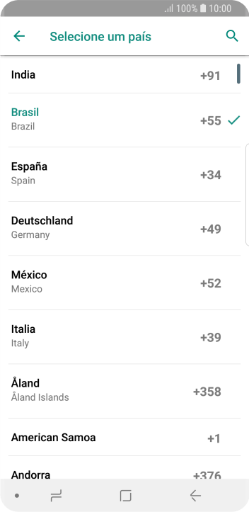 Pressione o país desejado. Pressione o país desejado.
