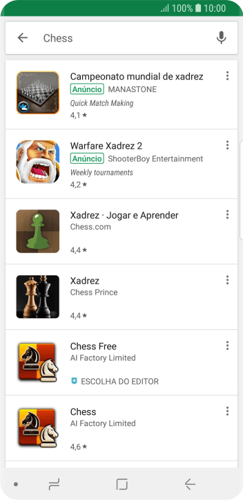 Pressione o app desejado. Pressione o app desejado.