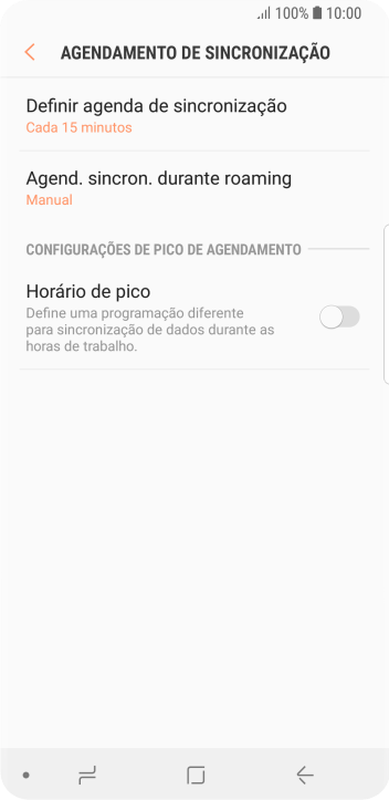 Pressione Definir agenda de sincronização. Pressione Definir agenda de sincronização.