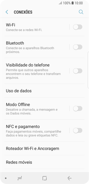 Pressione Redes móveis. Pressione Redes móveis.