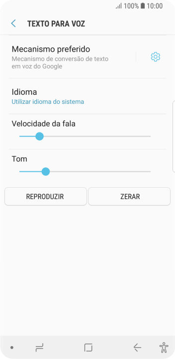 Pressione o ícone de configurações, e siga as instruções da tela para selecionar as configurações desejadas. Pressione o ícone de configurações, e siga as instruções da tela para selecionar as configurações desejadas.