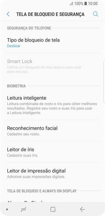 Pressione Leitor de íris. Pressione Leitor de íris.