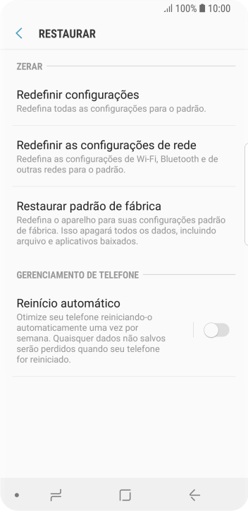 Pressione Restaurar padrão de fábrica. Pressione Restaurar padrão de fábrica.
