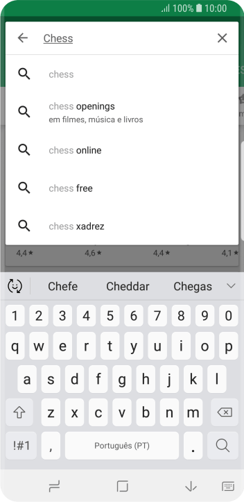 Insira o nome ou assunto do app desejado, e pressione o ícone de busca. Insira o nome ou assunto do app desejado, e pressione o ícone de busca.