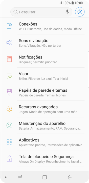 Pressione Tela de bloqueio e Segurança. Pressione Tela de bloqueio e Segurança.