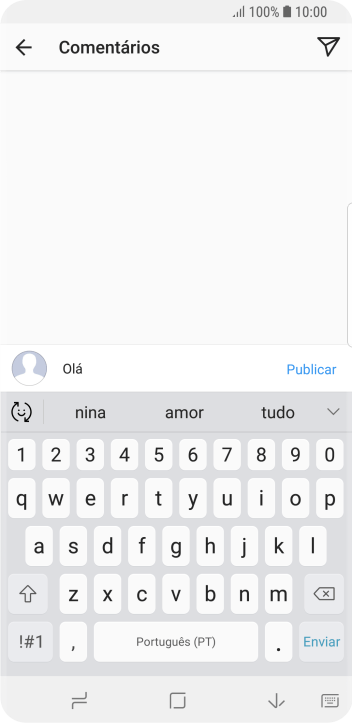 Escreva o texto desejado, e pressione o ícone de enviar. Escreva o texto desejado, e pressione o ícone de enviar.