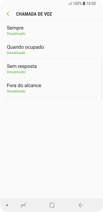 Pressione o tipo de encaminhamento desejado. Pressione o tipo de encaminhamento desejado.