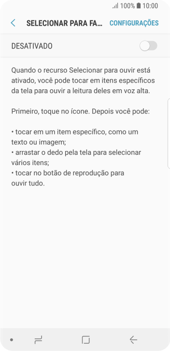 Pressione o indicador para ativar a função. Pressione o indicador para ativar a função.