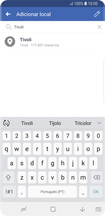 Pressione o local desejado. Pressione o local desejado.