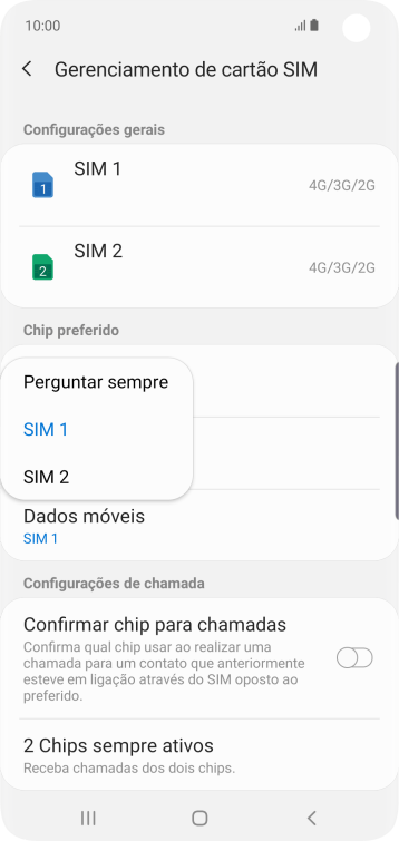 Pressione a configuração desejada. Pressione a configuração desejada.
