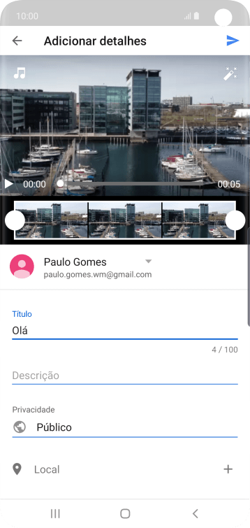 Escreva o texto desejado, e pressione o ícone de upload. Escreva o texto desejado, e pressione o ícone de upload.