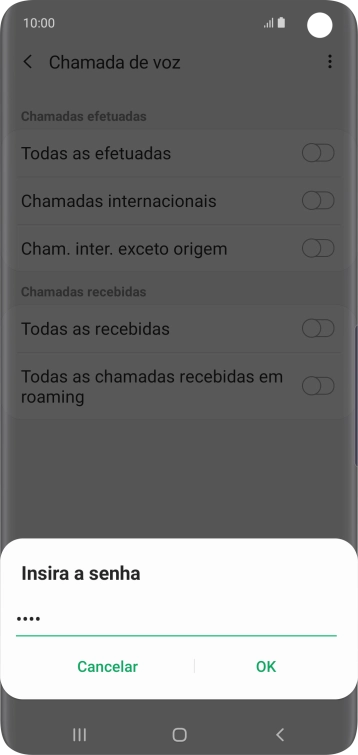 Digite sua senha de bloqueio, e pressione OK. Digite sua senha de bloqueio, e pressione OK.