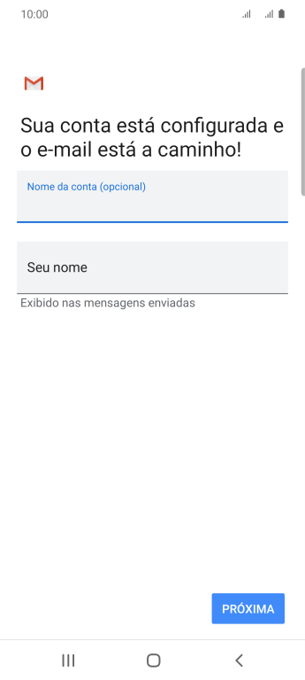 Pressione Seu nome, e digite o nome de remetente desejado. Pressione Seu nome, e digite o nome de remetente desejado.