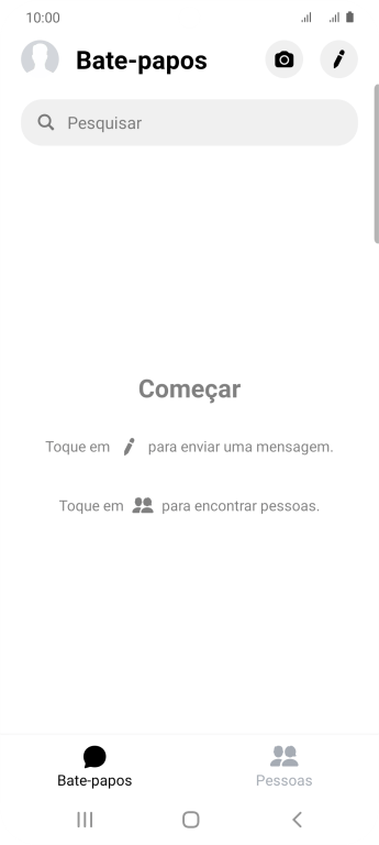 Pressione o ícone de nova mensagem. Pressione o ícone de nova mensagem.