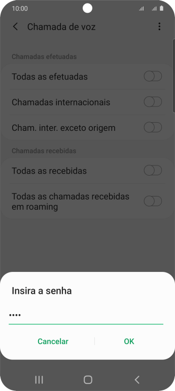 Digite sua senha de bloqueio, e pressione OK. Digite sua senha de bloqueio, e pressione OK.