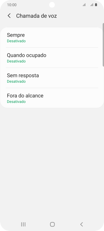 Pressione o tipo de encaminhamento desejado. Pressione o tipo de encaminhamento desejado.