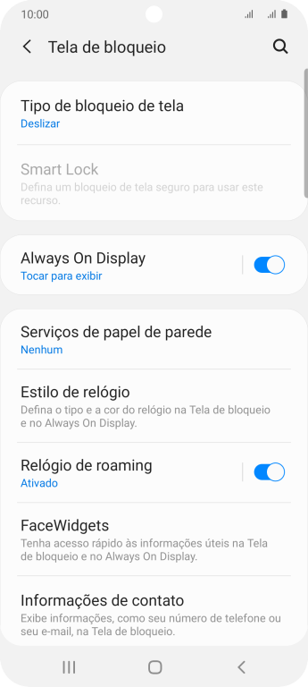 Pressione Tipo de bloqueio de tela. Pressione Tipo de bloqueio de tela.