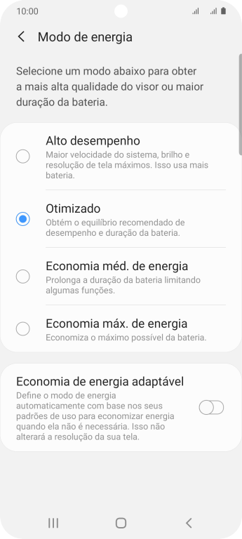 Pressione o campo ao lado da configuração desejada. Pressione o campo ao lado da configuração desejada.