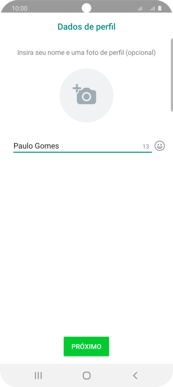 Digite o nome do usuário, e pressione PRÓXIMO. Digite o nome do usuário, e pressione PRÓXIMO.