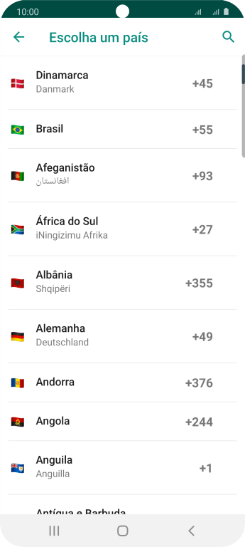 Pressione o país desejado. Pressione o país desejado.