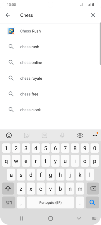 Insira o nome ou assunto do app desejado, e pressione o ícone de busca. Insira o nome ou assunto do app desejado, e pressione o ícone de busca.