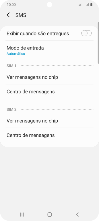 Pressione Centro de mensagens abaixo do chip desejado. Pressione Centro de mensagens abaixo do chip desejado.