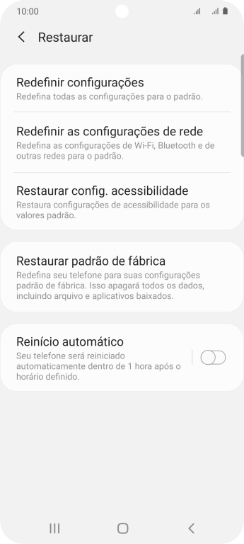 Pressione Restaurar padrão de fábrica. Pressione Restaurar padrão de fábrica.