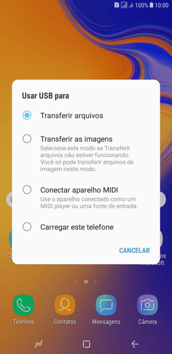 Pressione Transferir arquivos para ativar a função. Pressione Transferir arquivos para ativar a função.