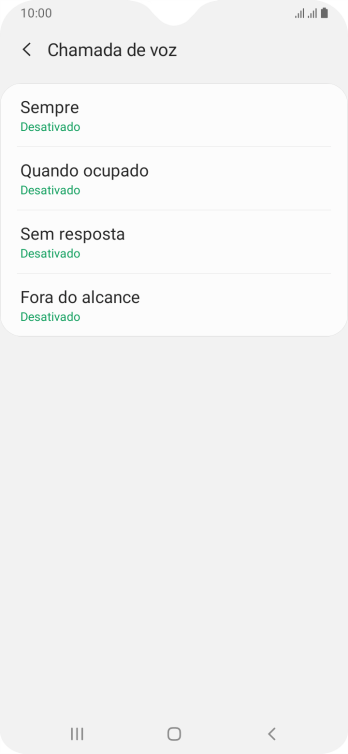 Pressione o tipo de encaminhamento desejado. Pressione o tipo de encaminhamento desejado.