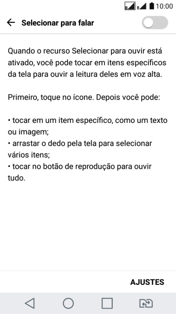 Pressione o indicador para ativar a função. Pressione o indicador para ativar a função.