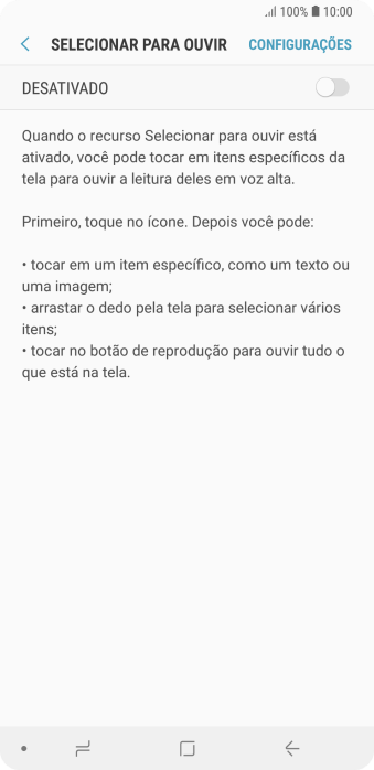 Pressione o indicador para ativar a função. Pressione o indicador para ativar a função.