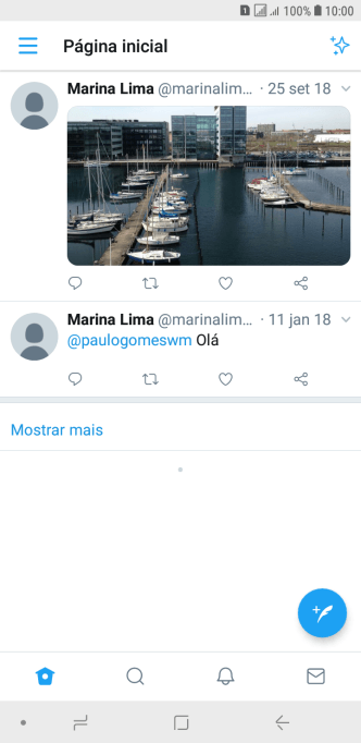 Pressione o ícone de novo tweet. Pressione o ícone de novo tweet.