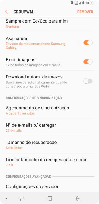 Pressione Agendamento de sincronização. Pressione Agendamento de sincronização.