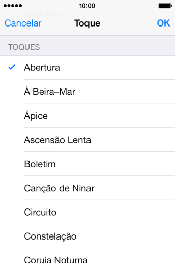 Quando você encontrar um toque que goste, deve pressionar OK. Quando você encontrar um toque que goste, deve pressionar OK.