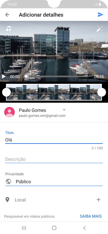 Escreva o texto desejado, e pressione o ícone de upload. Escreva o texto desejado, e pressione o ícone de upload.
