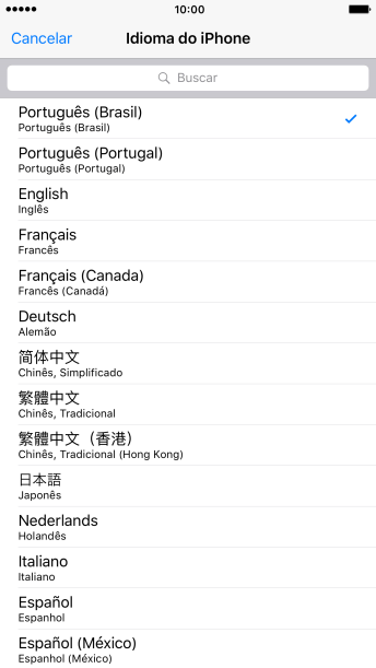 Pressione o idioma desejado. Pressione o idioma desejado.