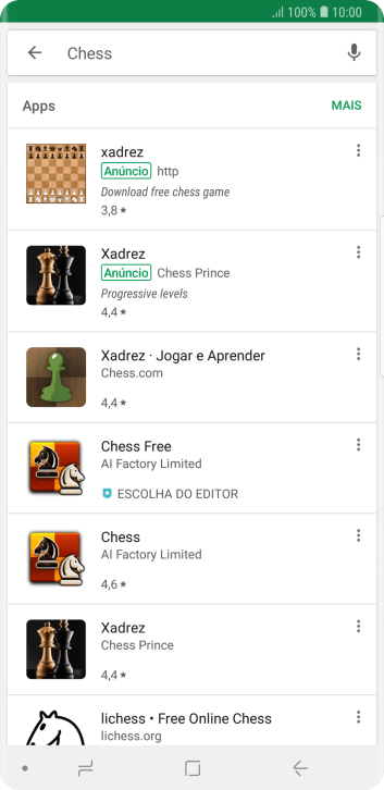 Pressione o app desejado. Pressione o app desejado.