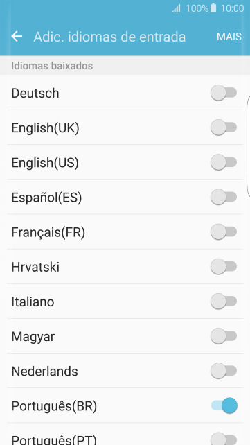 Pressione o idioma desejado para adicioná-lo. Pressione o idioma desejado para adicioná-lo.