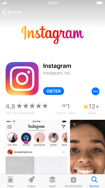 Pressione OBTER, e siga as indicações da tela para instalar o app. Pressione OBTER, e siga as indicações da tela para instalar o app.