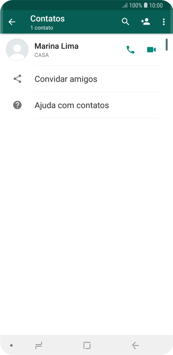 Pressione o ícone de busca, e digite as primeiras letras do nome do contato. Pressione o ícone de busca, e digite as primeiras letras do nome do contato.