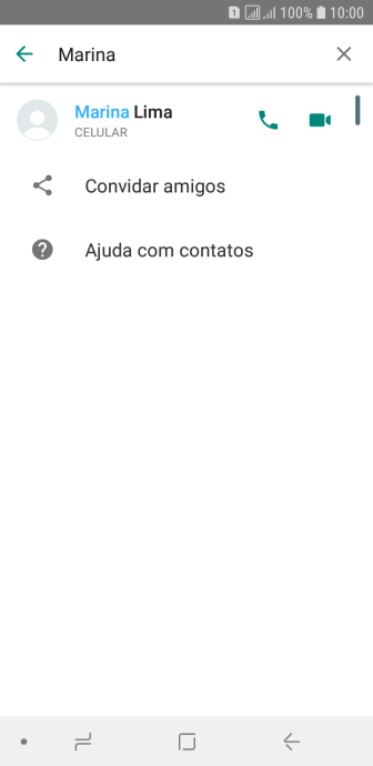 Pressione o ícone de chamada de voz para realizar uma chamada de voz para o contato. Pressione o ícone de chamada de voz para realizar uma chamada de voz para o contato.
