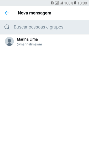 Pressione o campo de busca, e digite as primeiras letras do destinatário. Pressione o campo de busca, e digite as primeiras letras do destinatário.