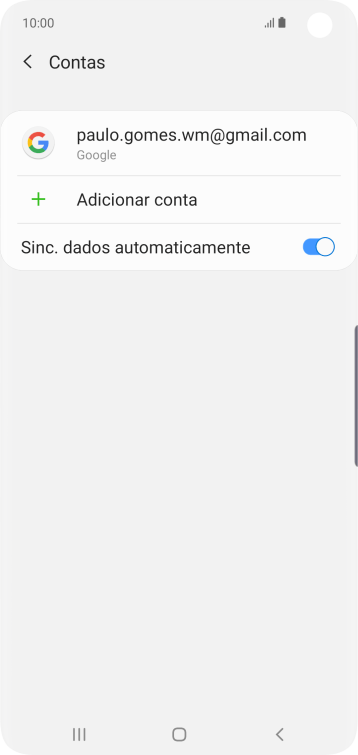Pressione Adicionar conta. Pressione Adicionar conta.