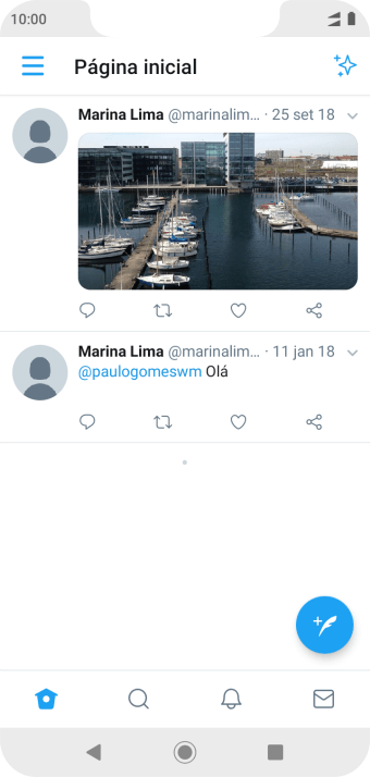 Pressione o ícone de novo tweet. Pressione o ícone de novo tweet.
