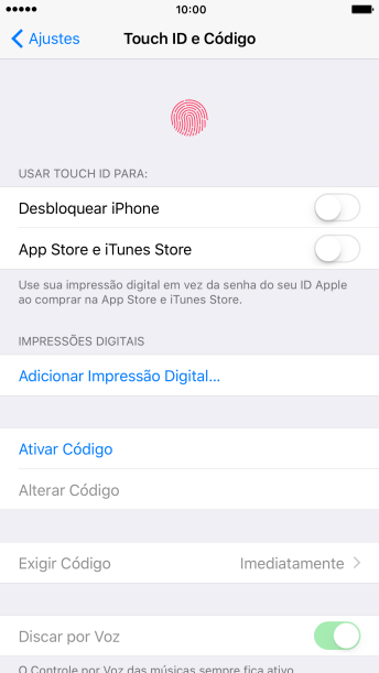 Pressione Ativar Código, e digite um código de bloqueio de sua escolha duas vezes seguidas. Pressione Ativar Código, e digite um código de bloqueio de sua escolha duas vezes seguidas.