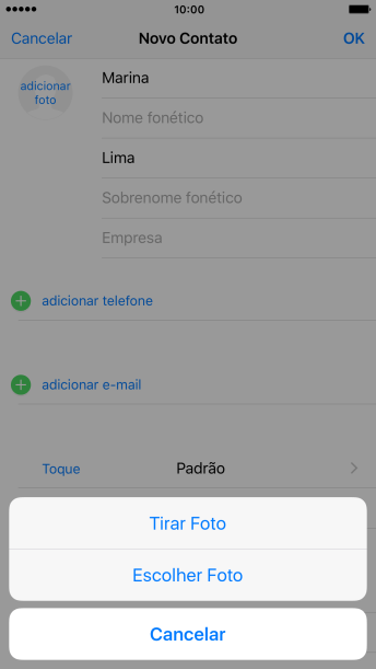 Pressione Escolher Foto, e navegue até a pasta desejada. Pressione Escolher Foto, e navegue até a pasta desejada.